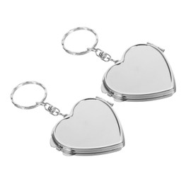 PACKOVE 2Pcs Heart Shaped Compact Keychain Mirror for Women Portable Folding Dual Sided Makeup Accessory Travel Friendly Design with Timeless Finish for Touching Up