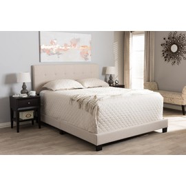 Baxton Studio Brookfield Tufted Full Panel Bed in Beige
