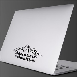 DF Adventure Awaits Vinyl Decal Sticker - Black, 5-Inch Size for Cars, Trucks, Vans, SUVs, Laptops, Walls - Outdoors, Hiking, Camping, Mountains