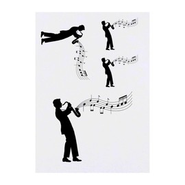 Azeeda 4 x 'Saxophonspieler' Temporäre Tattoos - Wasserfest, Hautfreundlich & Ungiftig · Transfers in Verschiedenen Größen (TO00089462)