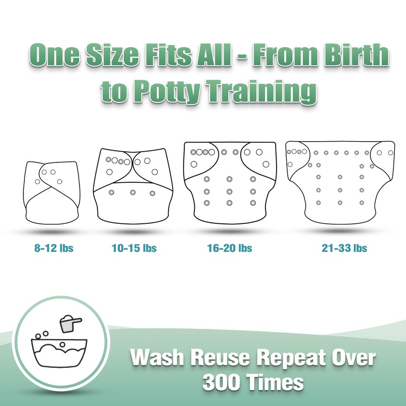 Wegreeco Cloth Diapers 6 Pack with Inserts & Wet Bag,