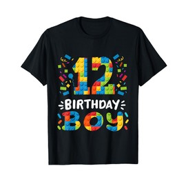 Kids 12 Years Old Building Blocks Builder 12th Birthday Boys T-Shirt