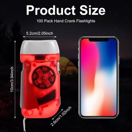 Retisee 48 Pcs Hand Crank Flashlight No Battery Required Torch Light Manual Press Flashlight 3 LED Squeeze Torch Light for Shoeboxes Camping Hiking (Red, Gray, Yellow, Green)