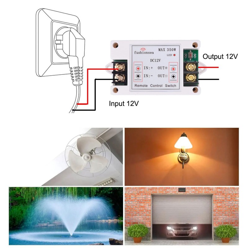 DC 12V 40A Relay Remote Control Switch, 433Mhz 1CH Remote