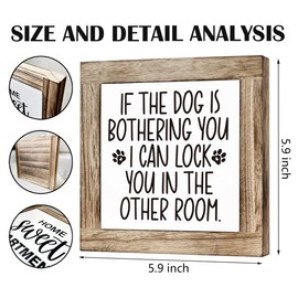Pet Decor Sign, Funny Dog Decor, Wooden Box Signs for Home Decor, Dog Themed Home Decor, Farmhouse Wood Sign, Tabletop Decor, If the Dog is Bothering You I can Lock You in the Other Room Sign