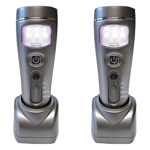 Capstone Lighting 4-in-1 Eco-I-Lite, 2 Pack – Emergency Flashlights, Night Light, Power Failure Light and Work Light – This Rechargeable LED Flashlight is Perfect for Power Outages and Hurricanes
