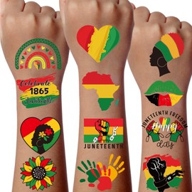 Yoyuspy Juneteenth Temporary Tattoos Stickers - 200+ Juneteenth Decorations for Party Freedom Day African American 1865 Festival Tattoo Temporary Party Supplies Decor Gifts Prizes Rewards