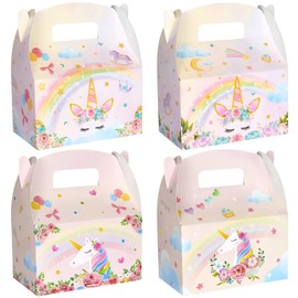 WERNNSAI 12 Pcs Unicorn Party Favor Boxes- Rainbow Unicorn Goodies Boxes for Girls Kids Birthday Supplies Pink Unicorn Candy Gift Boxes For Baby Shower Party Decoration