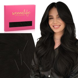 WENNALIFE Invisi Edge Tape in Hair Extensions Human Hair, 14 Inch 25g 10pcs Natural Black Invisible Luxury Remy Hair Extensions Natural Seamless Injected Tape Straight Extensiones De Cabello Humano