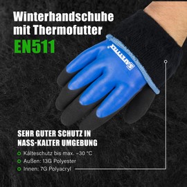 Safetytex Winter Work Gloves - Waterproof Lined - Cold Protection up to max. -30 °C - Double Coating Thermal Latex - Premium Quality (Size 10, 1 Pair)