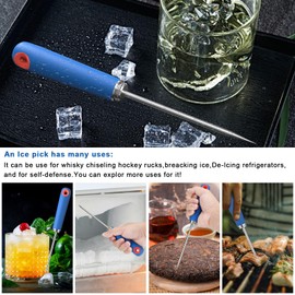 2 Pack Stainless Steel Ice Pick,Ybenlld 10inch Pick Tool for Breaking Ice,Non-Slip plastic Handle, Ice Dispenser for Bartending, Ice Hockey Shaving,Bar, Banquet