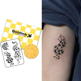 Boldink Temporary Tattoos, semi permanent tattoos, 15-day long lasting tattoo sticker, waterproof and anti-reflective, unique design(Heart-shaped leopard)