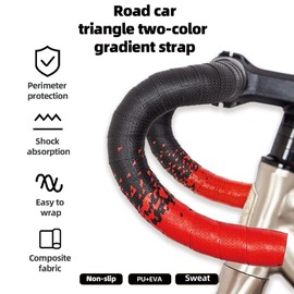 VXM Bike Handlebar Tape,Road Bicycle Bar Tape, PU Leather + EVA,Gradient Color Cycling Handle Grip Wrap-2 Rolls (Red)