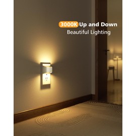 VOLISUN Night Lights Plug into Wall, 4 Pack Up and Down LED Night Light with Dusk to Dawn Light Sensor, 3000K Warm White Nightlight for Hallway, Bedroom, Bathroom, Kitchen White