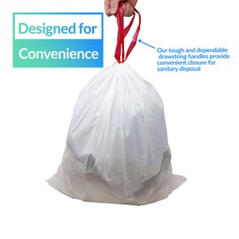 Reli. 2-4 Gallon Trash Bags Drawstring | 250 Count | 18"x 20" | Small Garbage Bags 4 Gallon - Drawstring Handles | White Trash Can Liners 2 Gal - 3Gal - 4Gal | Small Bin Liners, Office