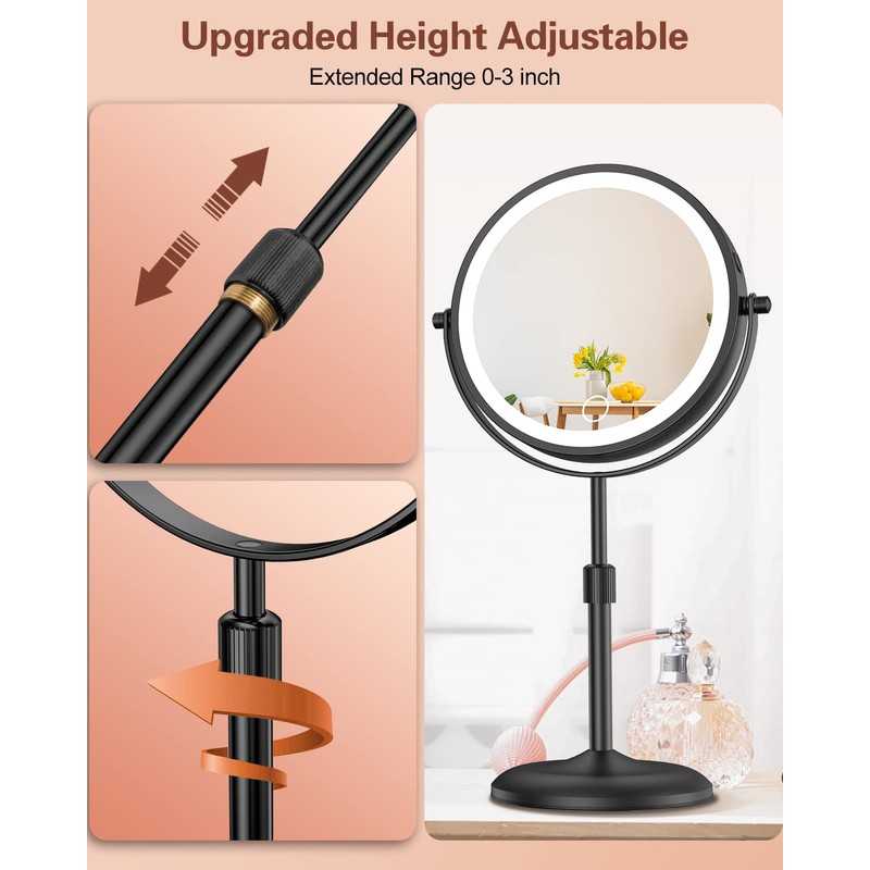 Benbilry Lighted Makeup Mirror with 10X Magnification & 3 Color