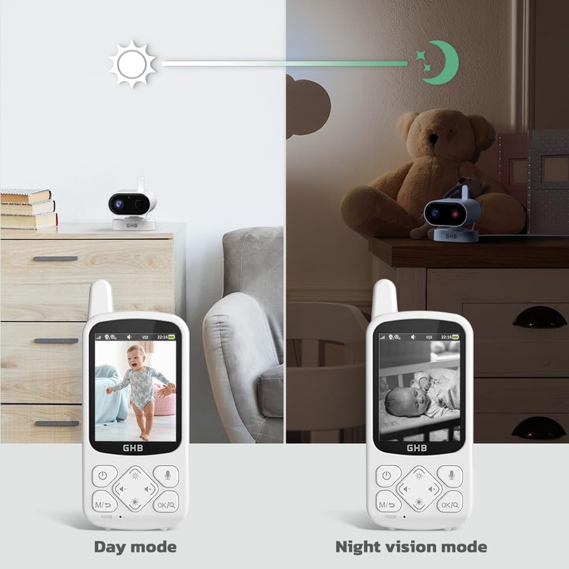 GHB Baby Monitor with Camera and Night Vision 2.8'' 720P