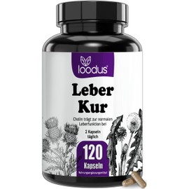 Leber Kur Kapseln - 13fach Komplex mit Bitterstoffen Mariendistel Artischocke Löwenzahn & Cholin für die normale Leberfunktion - 2 Monatsvorrat - Leber-Kapseln hochdosiert von loodus®