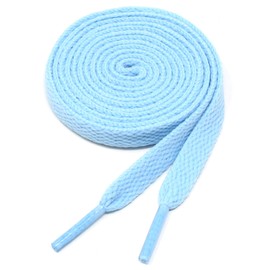 Flat Shoelaces 5/16" Wide Solid Colors Several Lengths For Sneakers and Shoes (Light Blue-27)