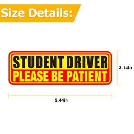 TSUGAMI Student Driver Magnet for Car, 3PCS Waterproof Magnetic High Reflective Sticker Signs for Vehicle Bumper, Funny Automotive Warning Safety Strip Accessories, Universal for SUV Truck (StyleC)