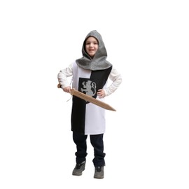 Zebra & Friends Knight Edward Costume - Size 152 - Fancy Dress Set - Knight Armor - Medieval Clothing - Carnival Costume Children - Children's Costume Knight - Medieval Knight Costume - Black/White