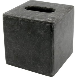 74814 Charcoal Marble Stone Rectangular Toothbrush, Paste Holder Organizer, 5-1/2" x 2-5/8" x 4-3/8" H, Dark Grey - Style: Tissue Box Cover