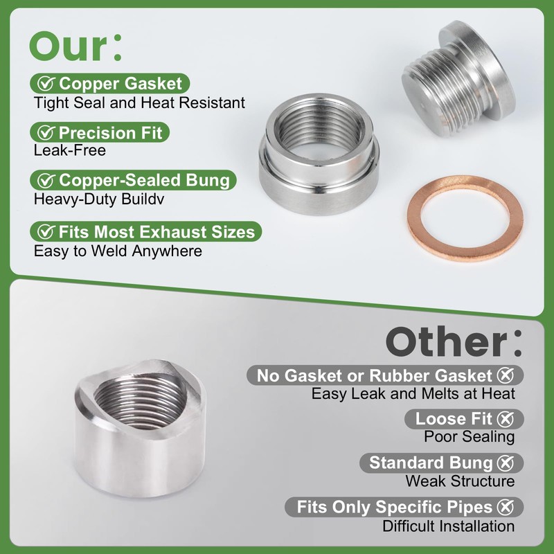 O2 Sensor Bung Weld in with Plug, 4 Set O2