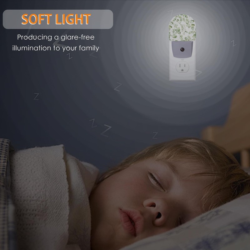 Green Eucalyptus Leaf Night Light,Night Lights Plug into Wall with