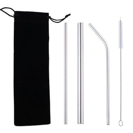 Stainless Steel Drinking Straws Set, Reusable 5-Piece