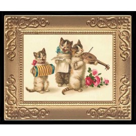 Unbranded Vintage Musical Cats Cat Miniature Dollhouse Art Picture 8652