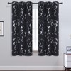 BUHUA Black Blackout Window Curtains Thermal Insulated Silver Vine Print