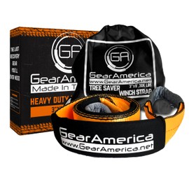 GearAmerica Heavy Duty Tow Strap 3" x 8' Tree Saver Winch Strap - 35,053 lbs (17.5 US Tons) Recovery Rope for Offroad, Weather Resistant with Triple Reinforced Loops - ATV Accessories