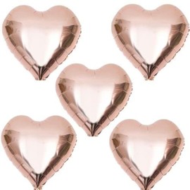 Inflate Decorate 18 inch Large Star and Heart Balloons Foil Baloons Helium or Air, 5 PACK (5pcs Rose gold Hearts)