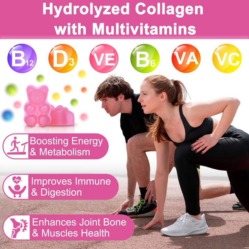 Multi Collagen Peptides Gummies, Type I, II, III, V, X
