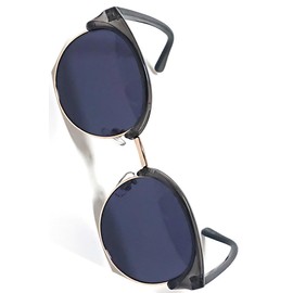 Bliss Leather Clubmaster Shape Artistic Sunglasses, Round Shape, Lightweight, Fatigue Resistant, Eye Friendly, Lightweight, Unisex, Clear black x light smoke