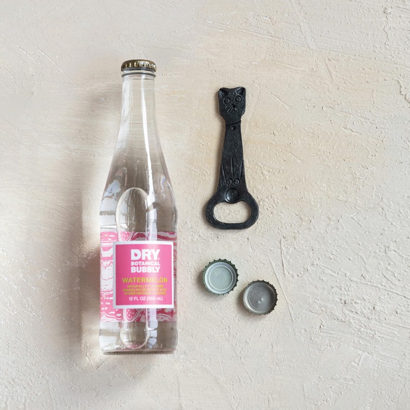 Creative Co-Op Cast Metal Vintage Reproduction Cat Shaped Bottle Opener,