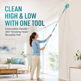Extendable Baseboard Cleaner Mop with Reusable Microfiber Pad