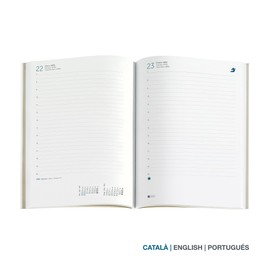 Miquelrius - 2024 Year Diary Day to View Plus Size 155 x 213 mm (similar to A5) Hard Cover Faux Leather Stitched Elastic Band Catalan, English and Portuguese Black