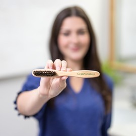 GranNaturals Teasing Boar Bristle Brush for Slicking Back Hair, Smoothing Ponytail Bun, Backcombing, Edge Control & Hair Sectioning - Wooden Slickback Hairbrush for a Sleek & Smooth Hairstyle