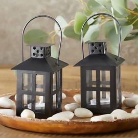 Kateaspen Luminoso Plata Mini-Lantern té Titular de la luz con Velas de Soja, Negro, 1
