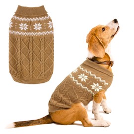 SCIROKKO Warm Winter Dog Sweater - Cold Weather Pet Clothes for Small Medium Large Dogs Indoor Outdoor, Soft Classic Knit Puppy Apparel, Khaki, SM