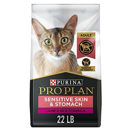 Purina Pro Plan High Protein Sensitive Skin & Stomach Dry Cat Food, Lamb & Rice Formula - 22 lb. Bag (Packaging May Vary)