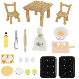 Giantree Miniature Gnome Accessories, 23 Pieces 1/12 Miniature Dollhouse Kitchen Baking Set Accessories Dollhouse Furniture Mini Dollhouse Accessories Gnome Accessories Baking Miniature Table Kitchen