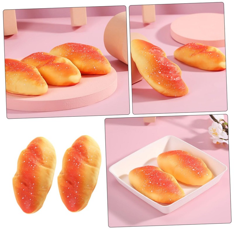 KOMBIUDA 2Pcs Slow Rising Bread Decompression Realistic Squishy Food Model