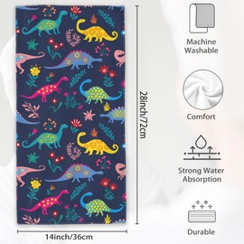 netufe Cartoon Dinosaur Hand Towels for Bathroom Polyester Soft Cute Bath Towels Decorative Towels for Bathroom Kitchen Spa Yoga