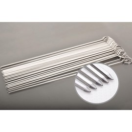 24 Pack Barbecue Skewers Metal BBQ Sticks,14" Stainless Steel Skewers for Grill, Roasted Beef, Chicken, Grilled Vegetables (Square BBQ 24P, 14inch)