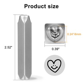 Yoption 6mm 1/4'' Heart with Smiley Face Metal Stamp, Metal Punch Stamping Tool DIY Arts and Crafts Supplies for Stamping/Punching Jewelry, Clay, Leather, Wood