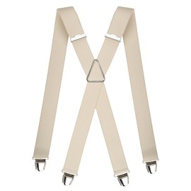 Pierrot Braces for Men Wide Made in Germany / France - Ultra Strong Elastic Band & 4 Extra Strong X-Clips - Adjustable Length up to 130 cm - Lifetime Guarantee, light beige