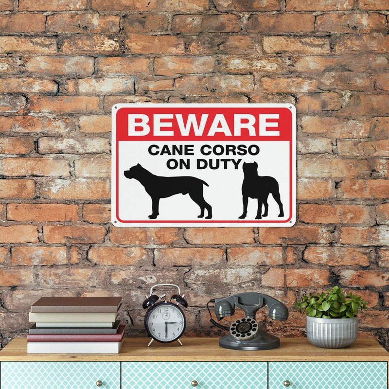 Beware Cane Corso On Duty Sign For Business 8"X12" Rust