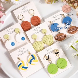 Puocaon Sports Polymer Clay Cutters - 13 Pcs Baseball Football Game Volleyball Clay Earring Cutters for Jewelry